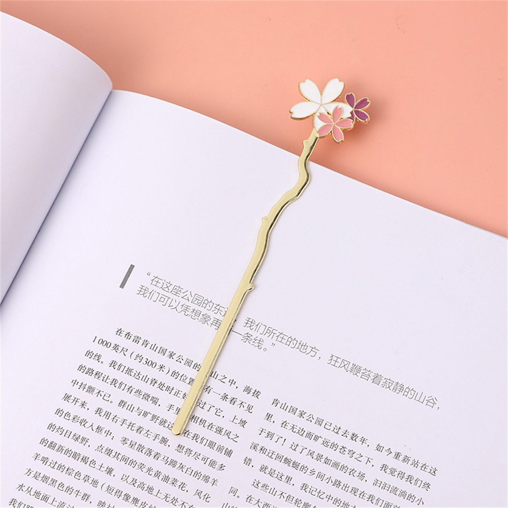 Dried Flower Bookmark - Metal Sakura Bookmark Creative Flower Book