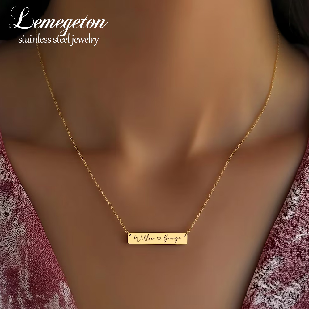Personalized Minimalist Bar Na - Handwriting Necklace Bar ulasan dan harga
