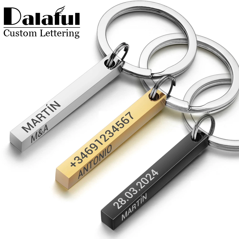 Personalized 3D Bar Keychain E - Initial Ring Custom ulasan dan harga