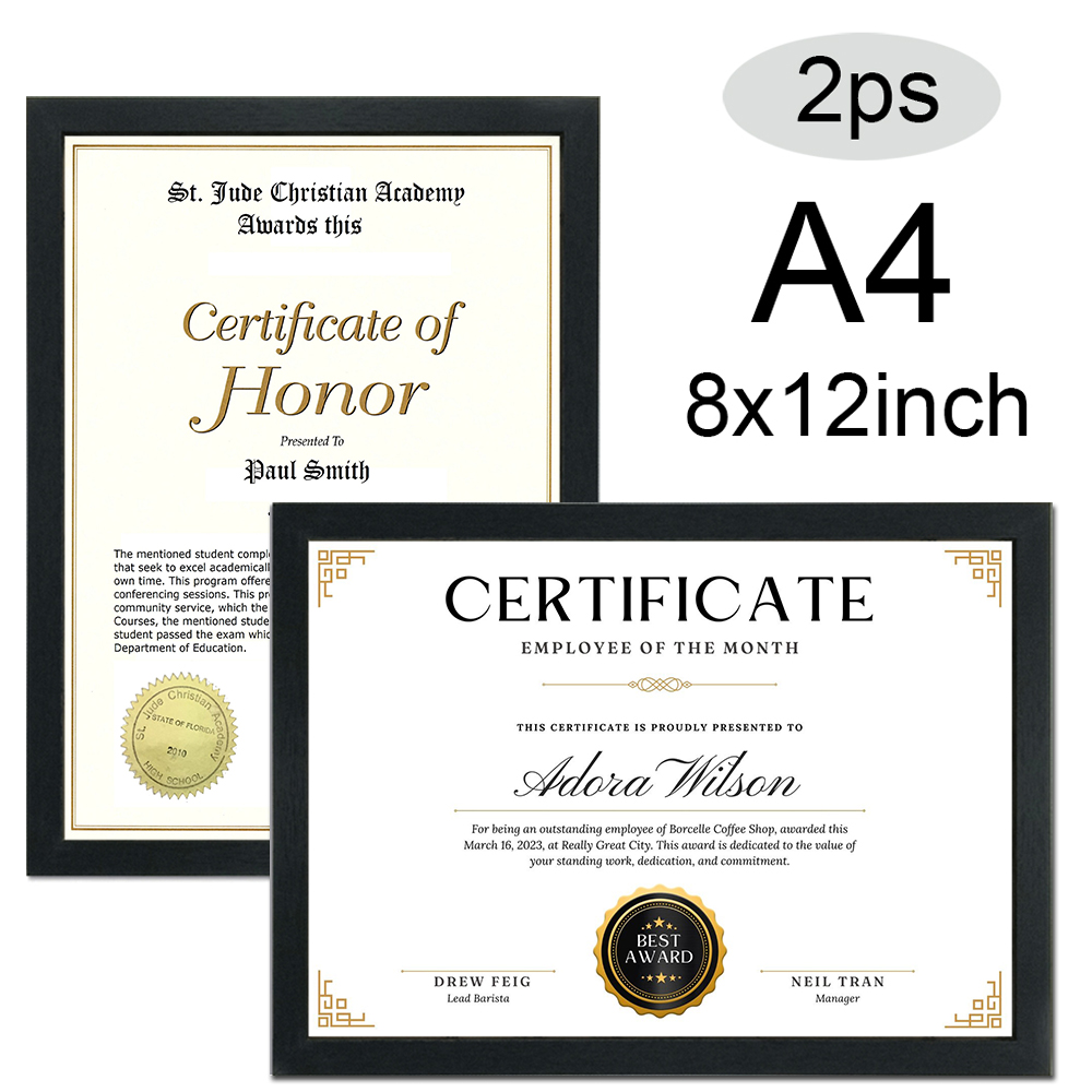 2PC 8x12inch Black Certificate - Engraved Wood Frame ulasan dan harga